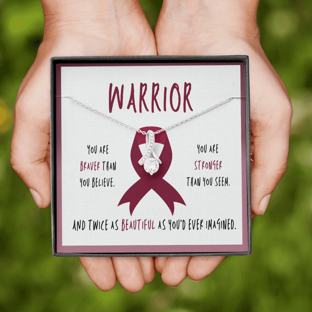 Multiple Myeloma Cancer Warrior Ribbon Pendant Necklace Gift