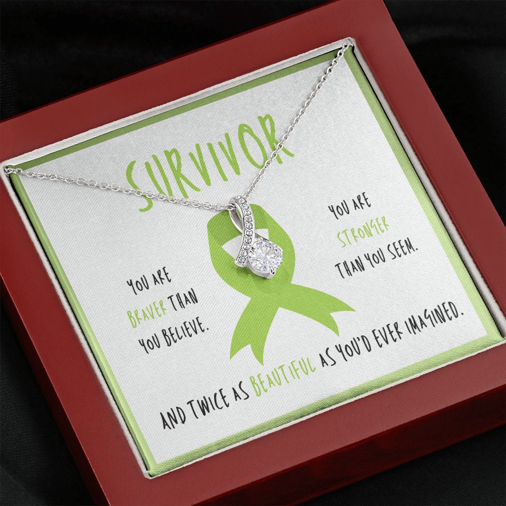 Non-Hodgkin lymphoma Cancer Survivor Ribbon Pendant Necklace Gift