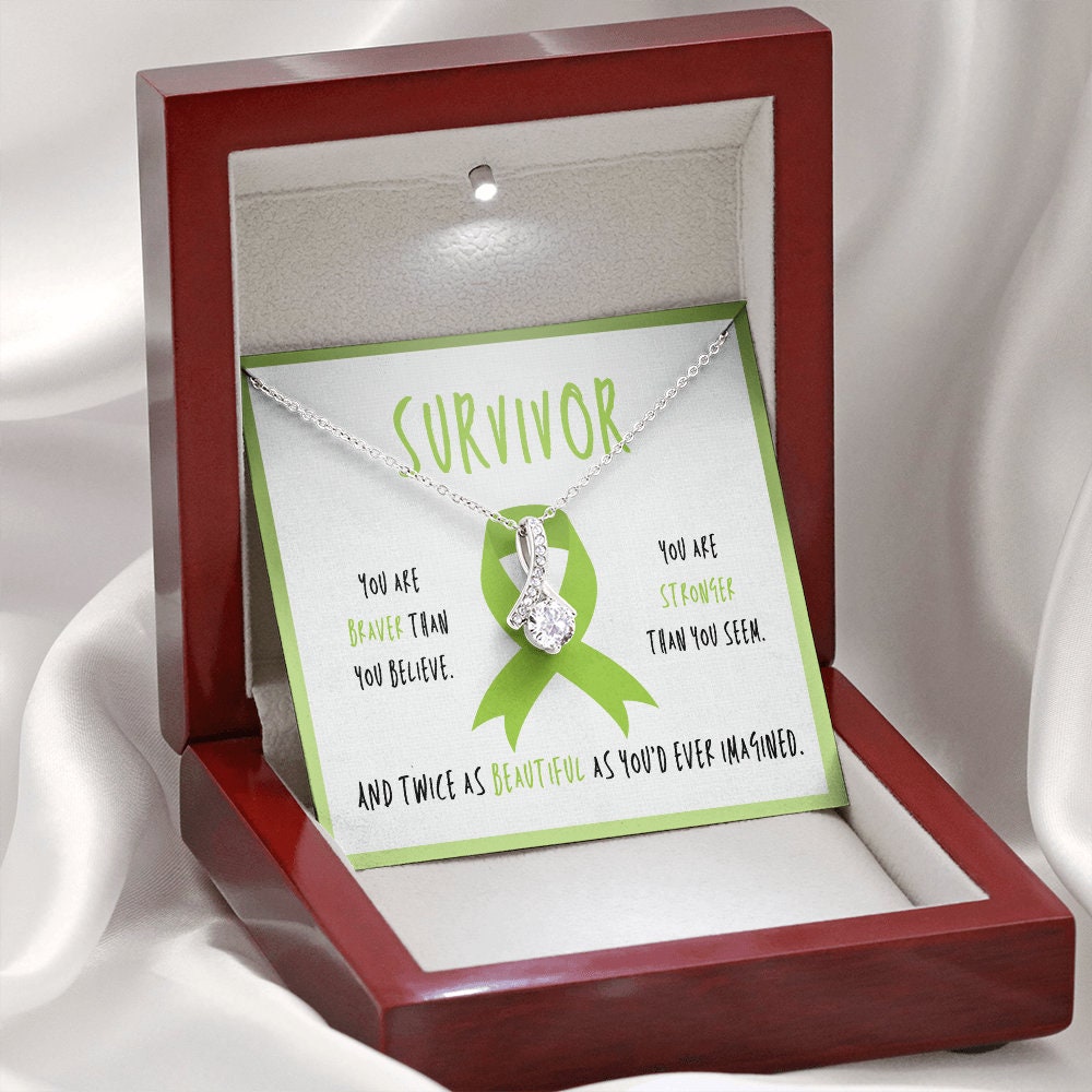 Non-Hodgkin lymphoma Cancer Survivor Ribbon Pendant Necklace Gift