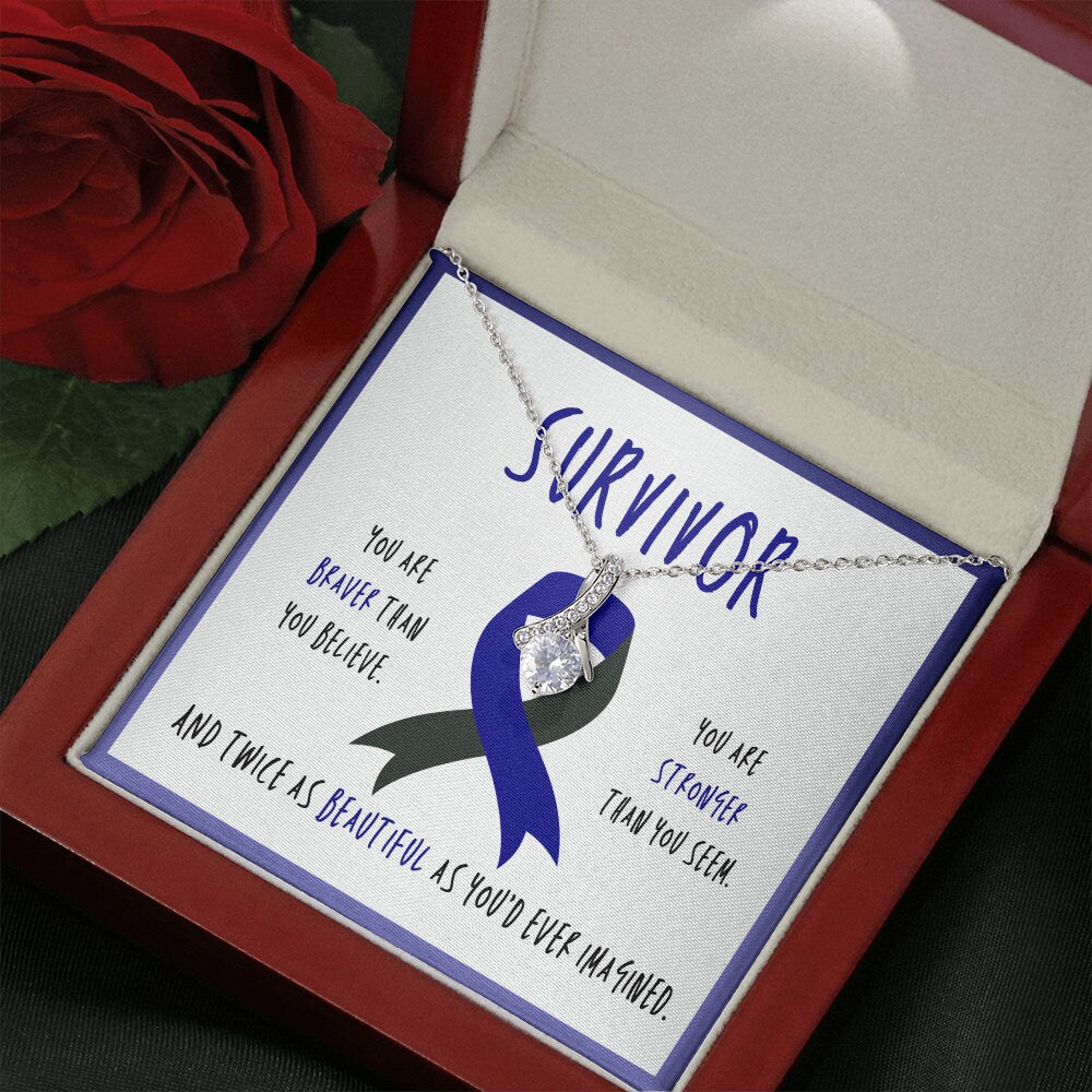 Ocular Melanoma Cancer Survivor Ribbon Pendant Necklace Gift
