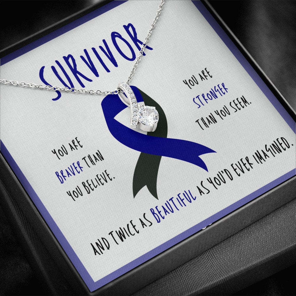 Ocular Melanoma Cancer Survivor Ribbon Pendant Necklace Gift