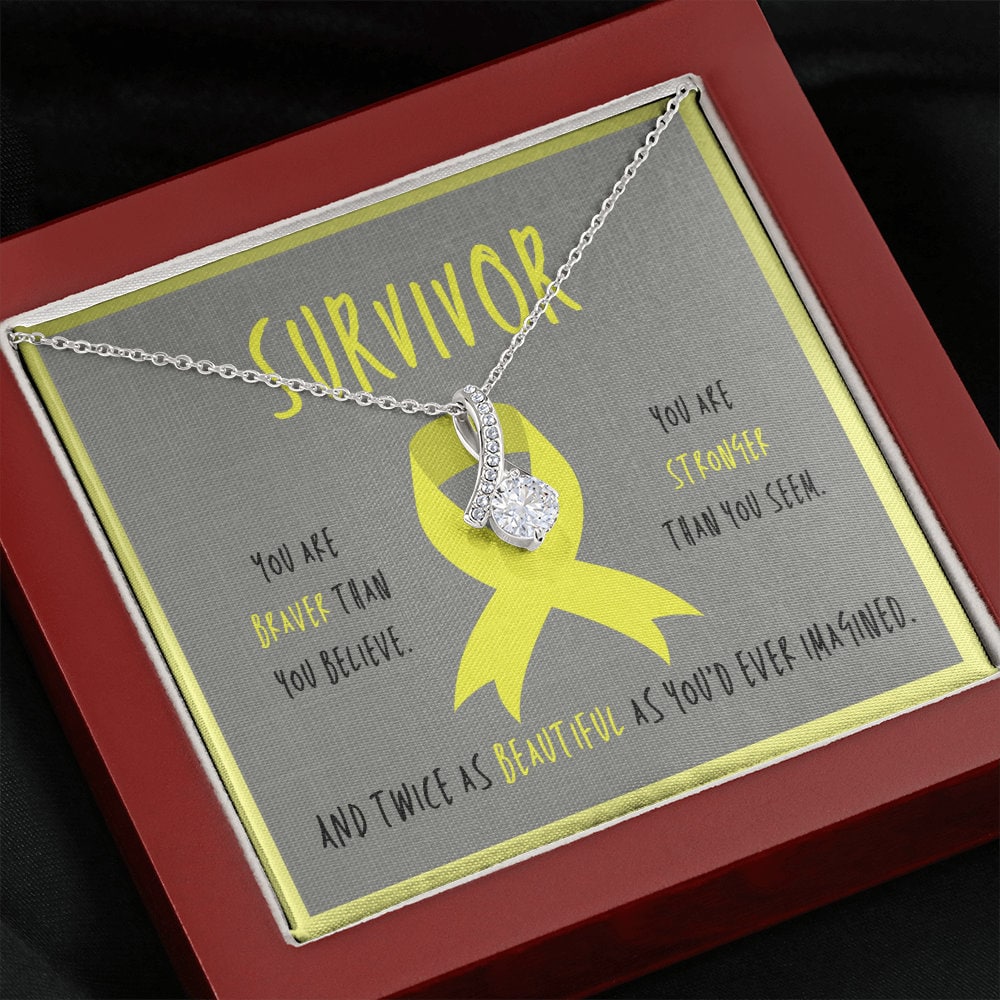 Osteosarcoma cancer survivor Ribbon Pendant Necklace Gift
