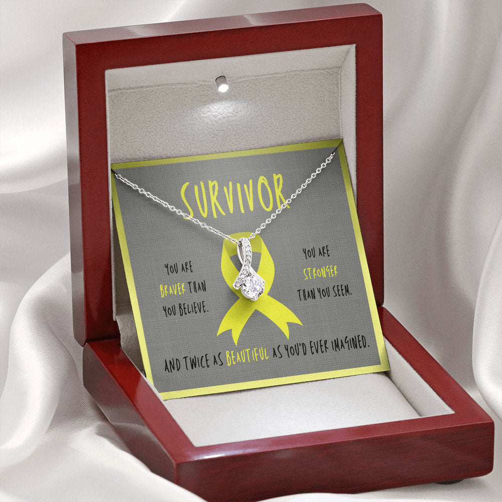 Osteosarcoma cancer survivor Ribbon Pendant Necklace Gift