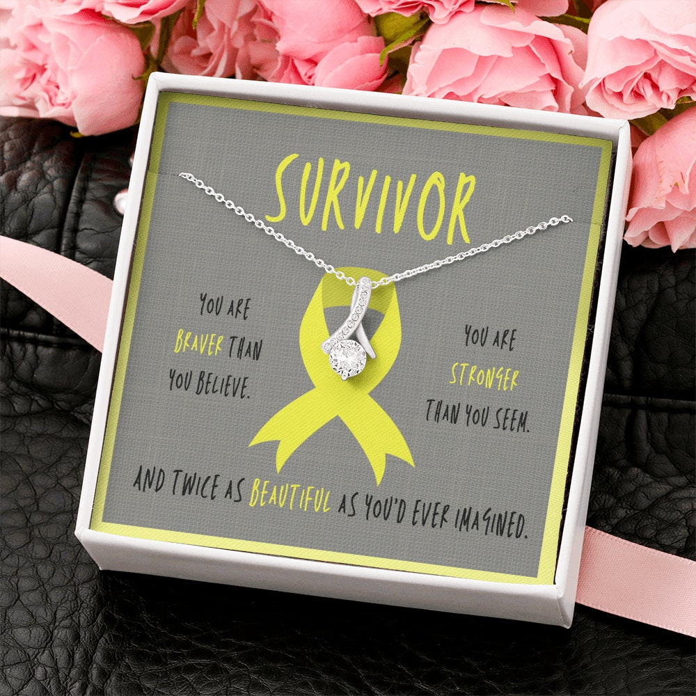 Osteosarcoma cancer survivor Ribbon Pendant Necklace Gift