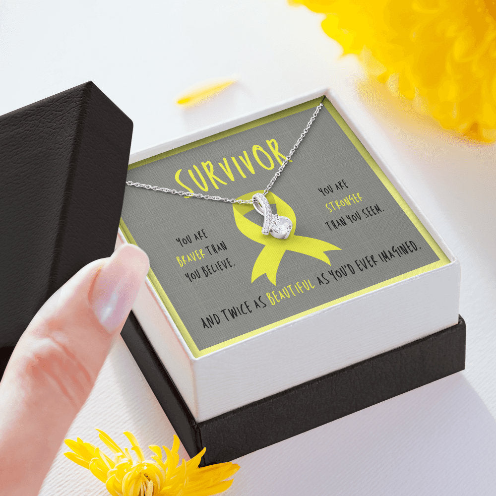 Osteosarcoma cancer survivor Ribbon Pendant Necklace Gift