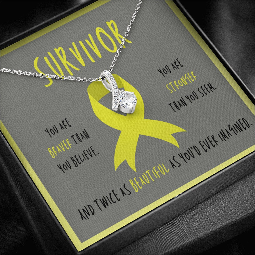 Osteosarcoma cancer survivor Ribbon Pendant Necklace Gift