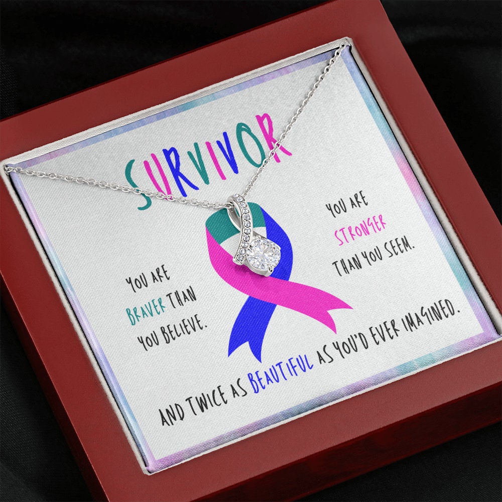 Thyroid cancer survivor Ribbon Pendant Necklace Gift