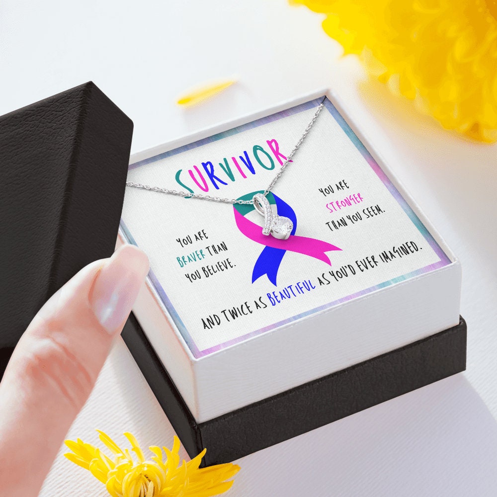 Thyroid cancer survivor Ribbon Pendant Necklace Gift