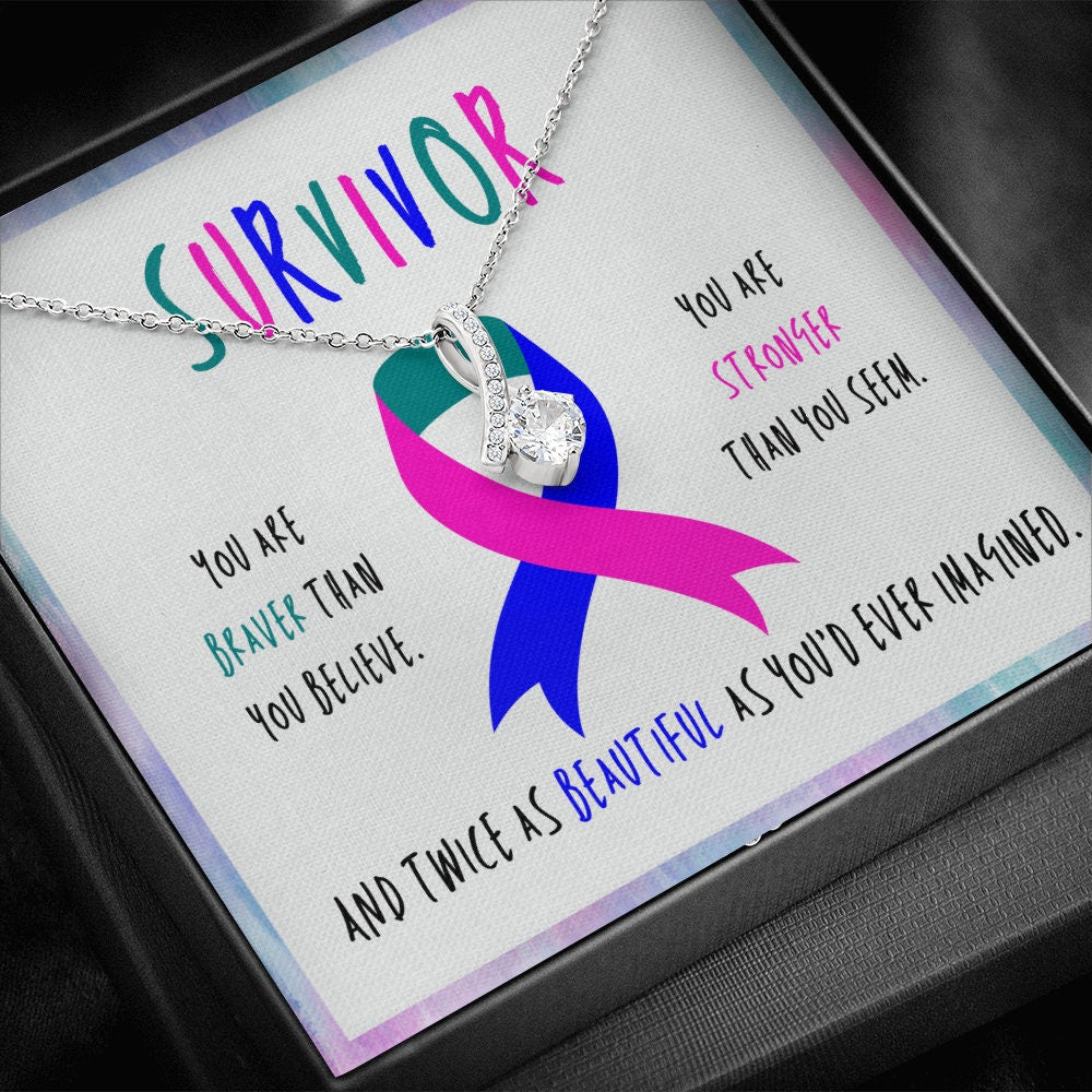 Thyroid cancer survivor Ribbon Pendant Necklace Gift