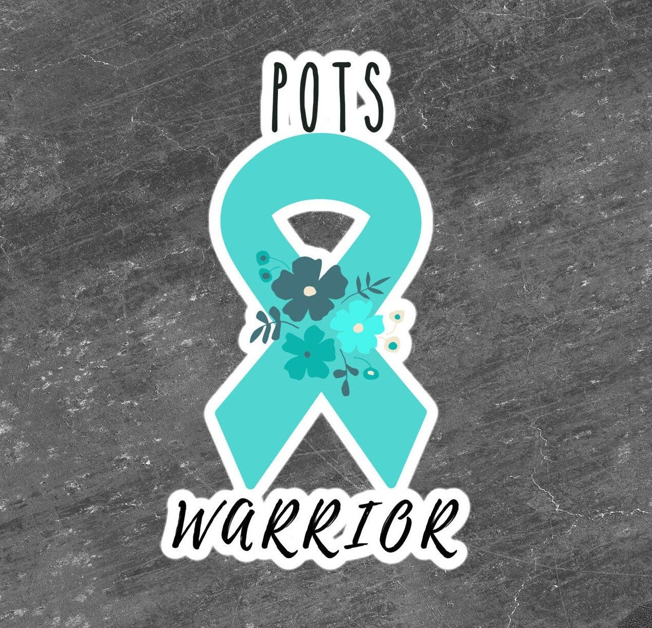 POTS Awareness Sticker | Chronic Illness, Chronic Pain Spoonie Decal, Invisible Illness Laptop Sticker, Teal Ribbon