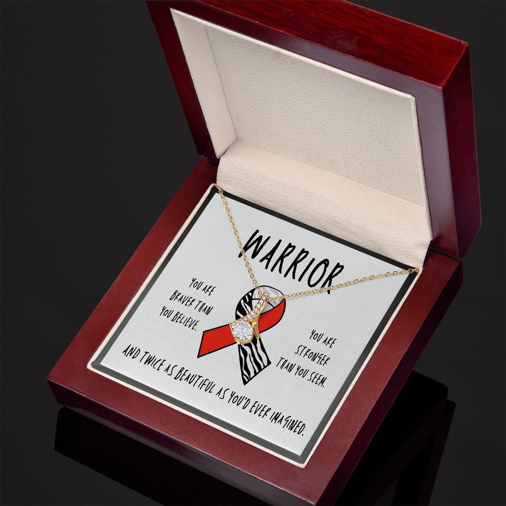 NMDA Receptor Encephalitis Warrior Ribbon Necklace Gift | Zebra Ribbon Awareness Jewelry | Gift for Support | Survivor | Fighter | Spoonie G