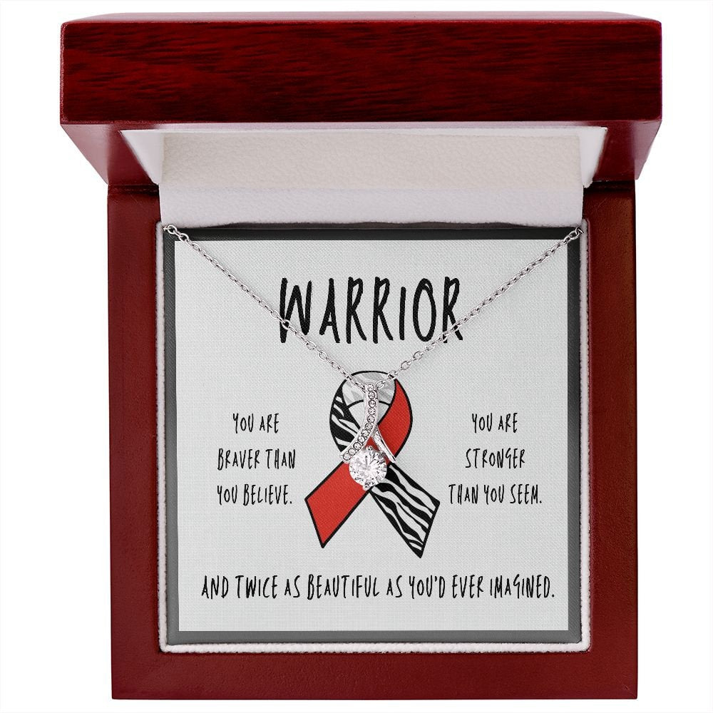 NMDA Receptor Encephalitis Warrior Ribbon Necklace Gift | Zebra Ribbon Awareness Jewelry | Gift for Support | Survivor | Fighter | Spoonie G