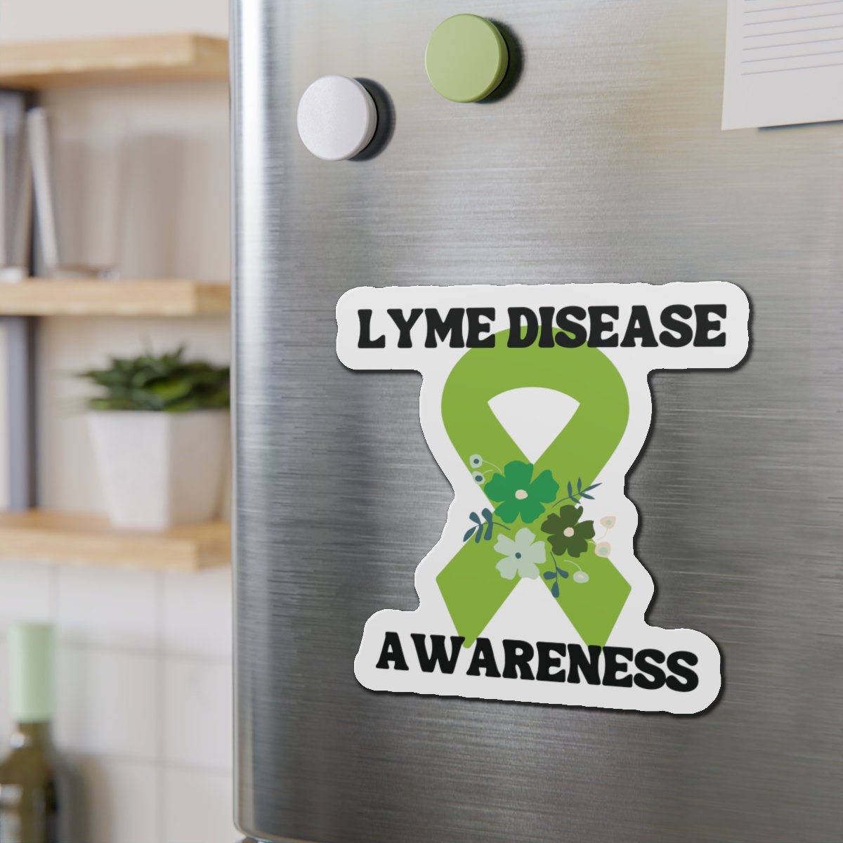 Lyme Disease Awareness Die-Cut Magnet - Lime Green Awareness Ribbon - Car Magnet - Rare Disease- Support