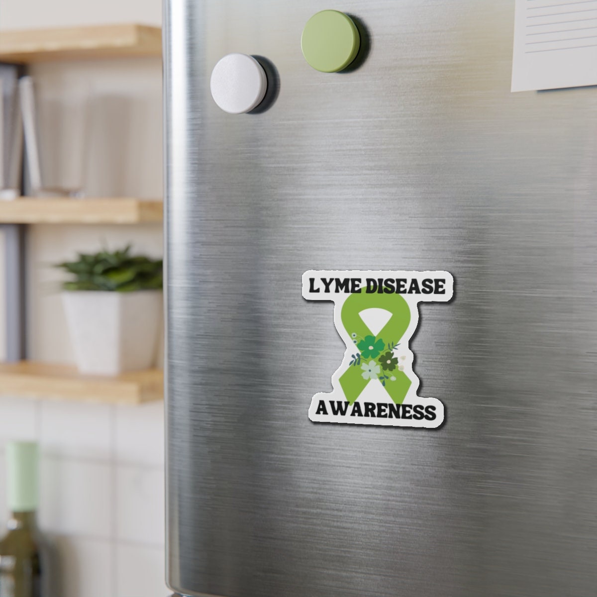 Lyme Disease Awareness Die-Cut Magnet - Lime Green Awareness Ribbon - Car Magnet - Rare Disease- Support