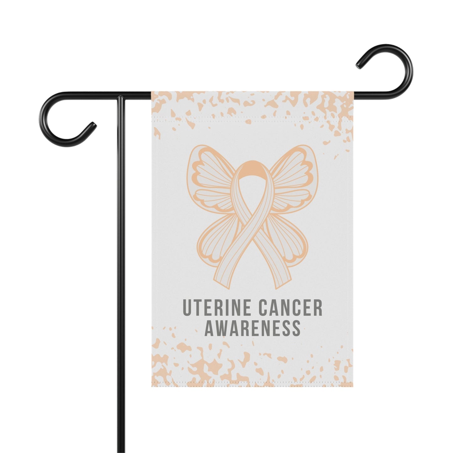Uterine Cancer Awareness Garden Flag | Welcome Sign | New Home | Decorative House Flag | Banner | Peach Ribbon Awareness | Cancer Support