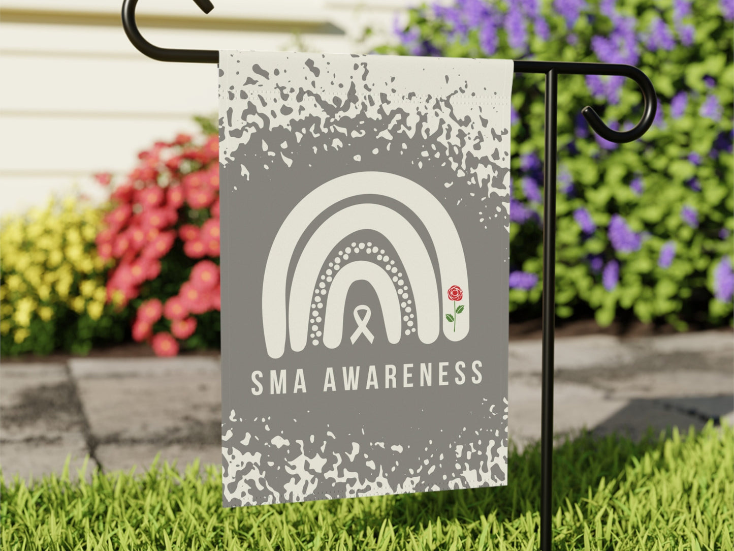 SMA Spinal Muscular Atrophy Awareness Garden Flag | Welcome Sign | New Home | Decorative Banner | Awareness Ribbon | Rare Disease Support