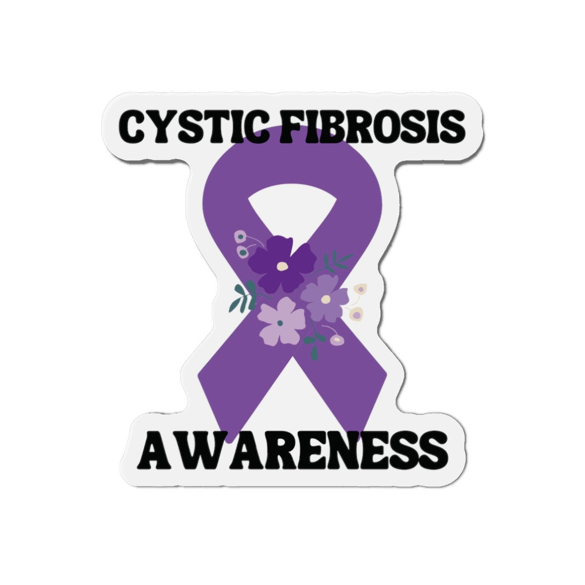 Cystic Fibrosis Awareness Magnet Purple Ribbon - Die-Cut Magnet - Purple Awareness Ribbon - Car Magnet - Rare Disease- Support