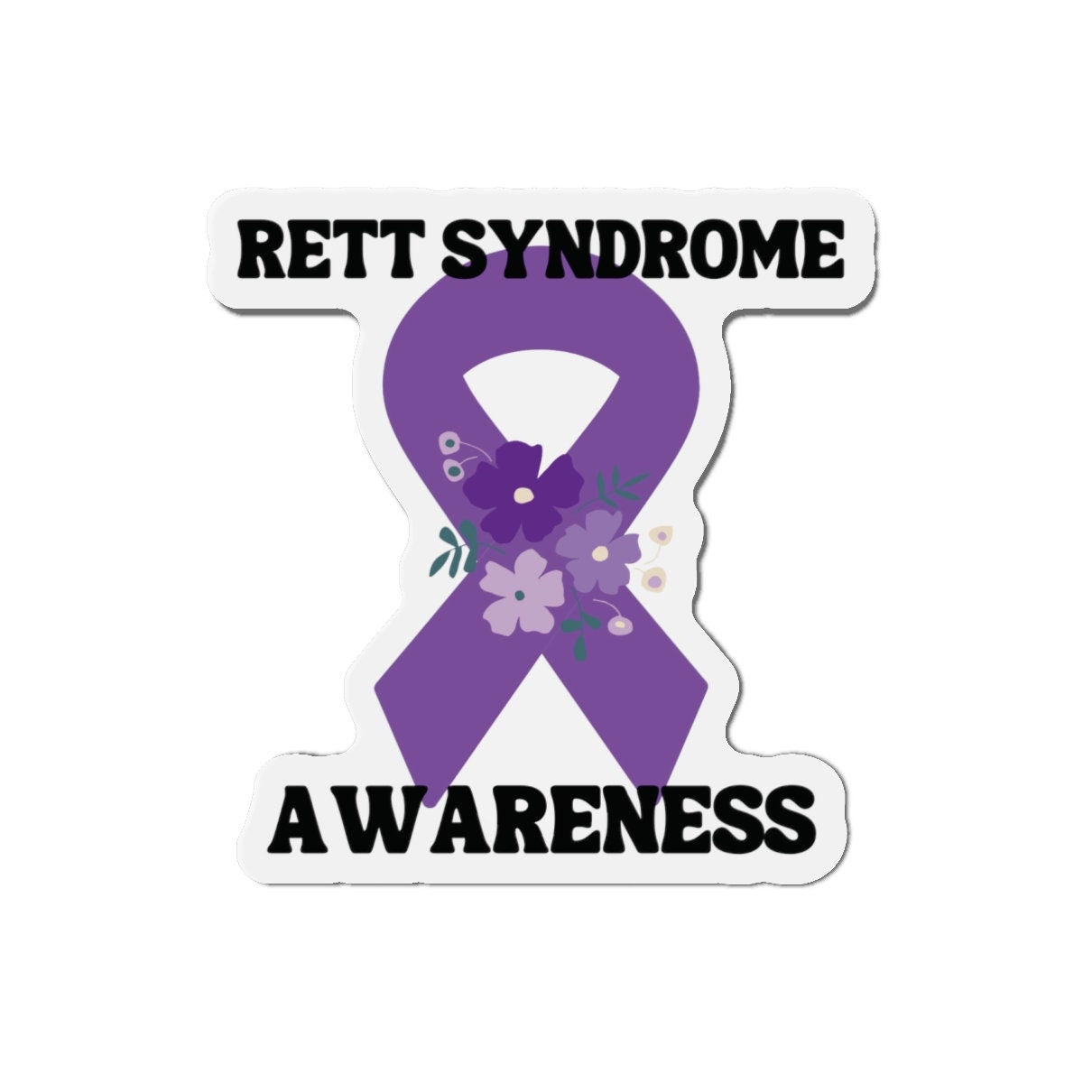 Rett Syndrome Awareness Magnet Purple Ribbon - Die-Cut Magnet - Purple Awareness Ribbon - Car Magnet - Rare Disease- Support