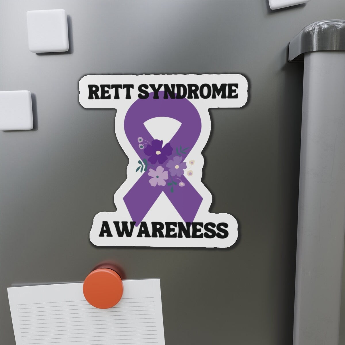 Rett Syndrome Awareness Magnet Purple Ribbon - Die-Cut Magnet - Purple Awareness Ribbon - Car Magnet - Rare Disease- Support