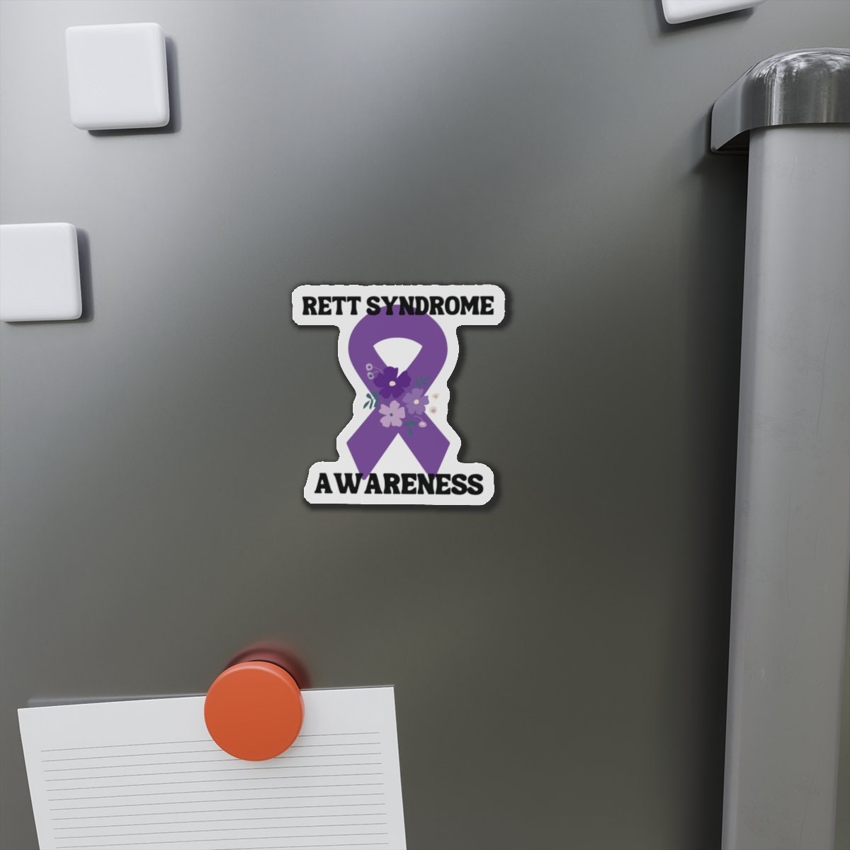 Rett Syndrome Awareness Magnet Purple Ribbon - Die-Cut Magnet - Purple Awareness Ribbon - Car Magnet - Rare Disease- Support