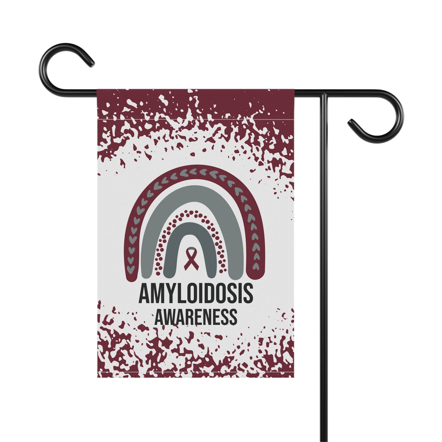 Amyloidosis Awareness Garden Flag | Welcome Sign | New Home | Decorative House Banner | Burgundy Awareness Ribbon | Support