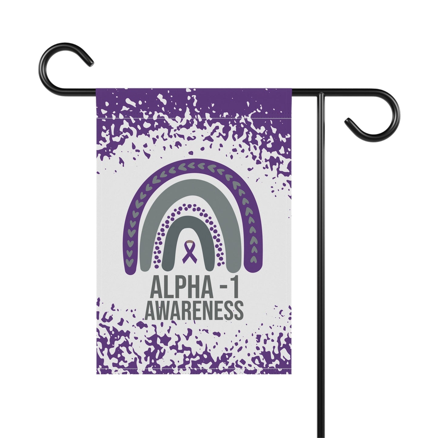 Alpha 1 Awareness Garden Flag | AATD | Welcome Sign | New Home | Decorative House Banner | Purple Awareness Ribbon | Support