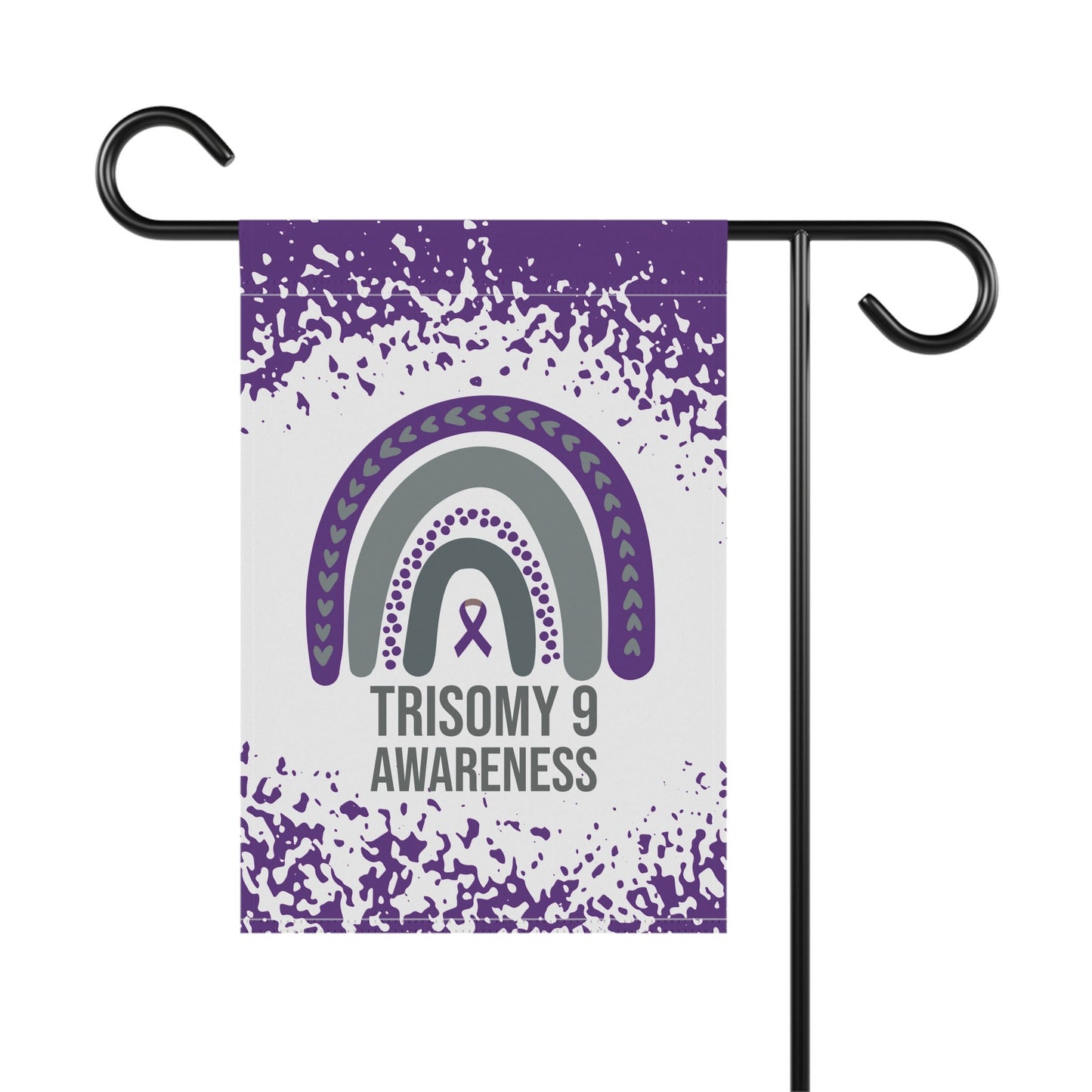 Trisomy 9 Awareness Garden Flag | Welcome Sign | New Home | Decorative House Banner | Purple Awareness Ribbon