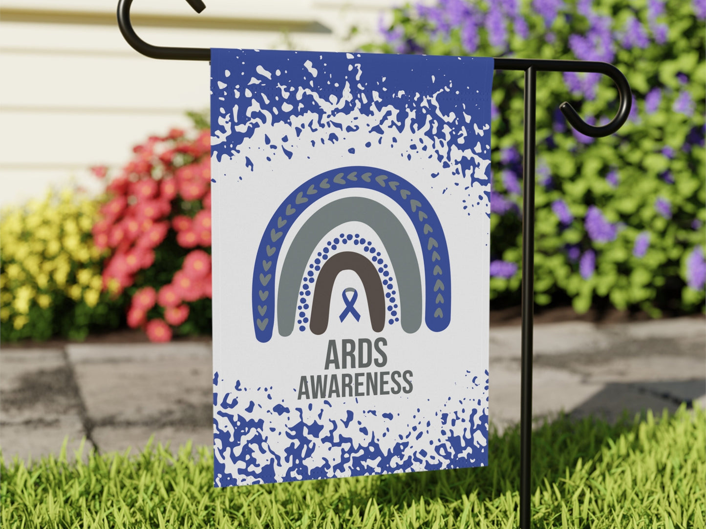 ARDS Awareness Garden Flag | Welcome Sign | New Home | Decorative House Banner | Blue Ribbon | Acute Respiratory Distress Syndrome