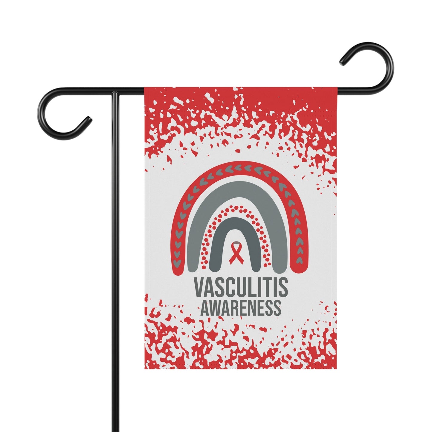 Vasculitis Awareness Garden Flag | Welcome Sign | New Home | Decorative House Banner | Red Awareness Ribbon | Support