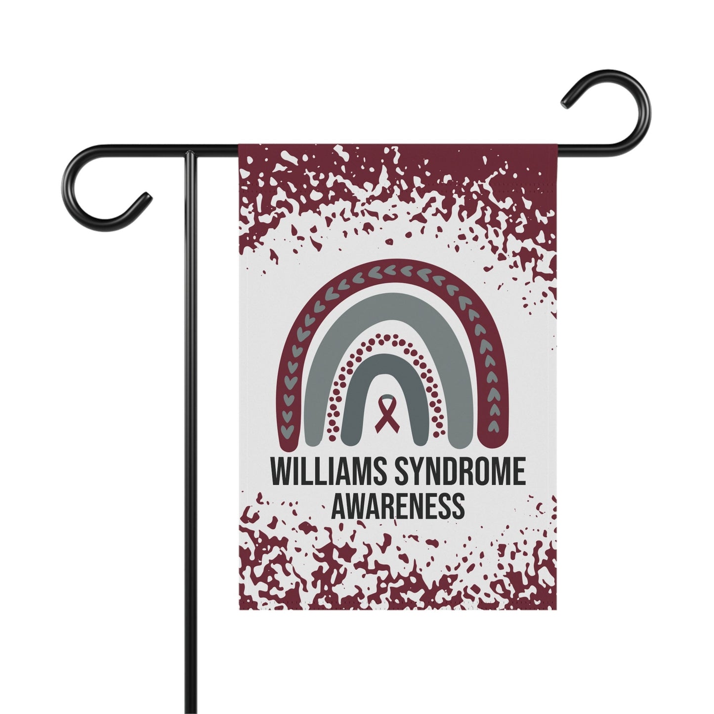 Williams Syndrome Awareness Garden Flag | Welcome Sign | New Home | Decorative House Banner | Burgundy Awareness Ribbon | Support