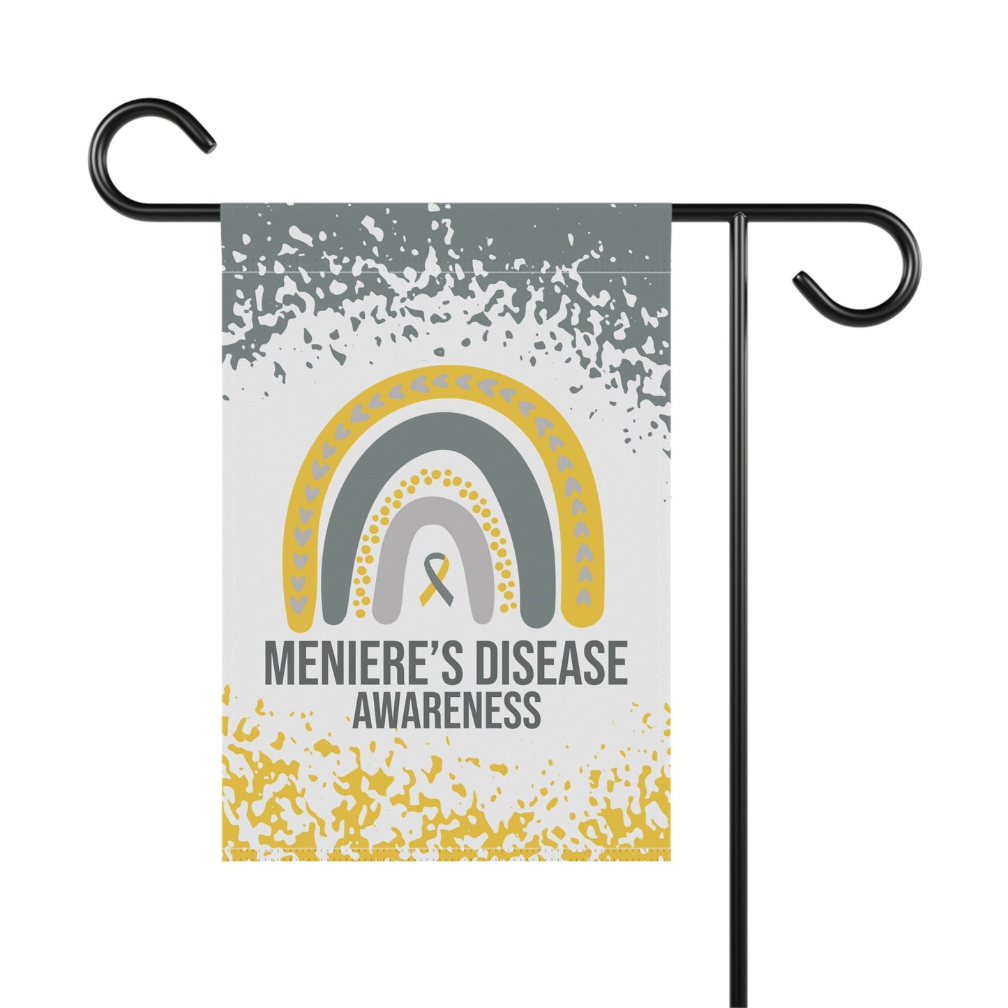 Menieres Disease Awareness Garden Flag | Welcome Sign | New Home | Decorative House Banner | Gold and Silver Awareness Ribbon | Support
