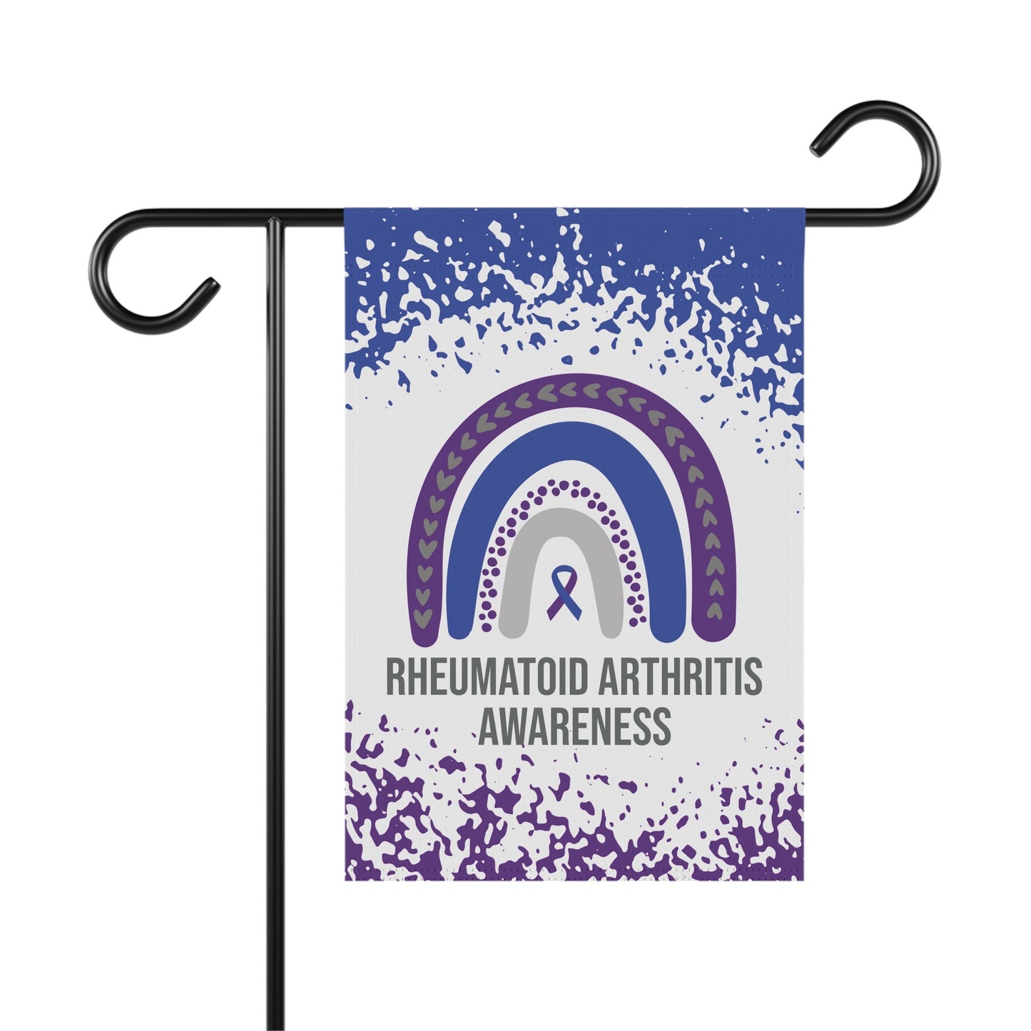 Rheumatoid Arthritis Awareness Garden Flag | Welcome Sign | New Home | Decorative House Banner | Blue and Purple Awareness Ribbon | RA