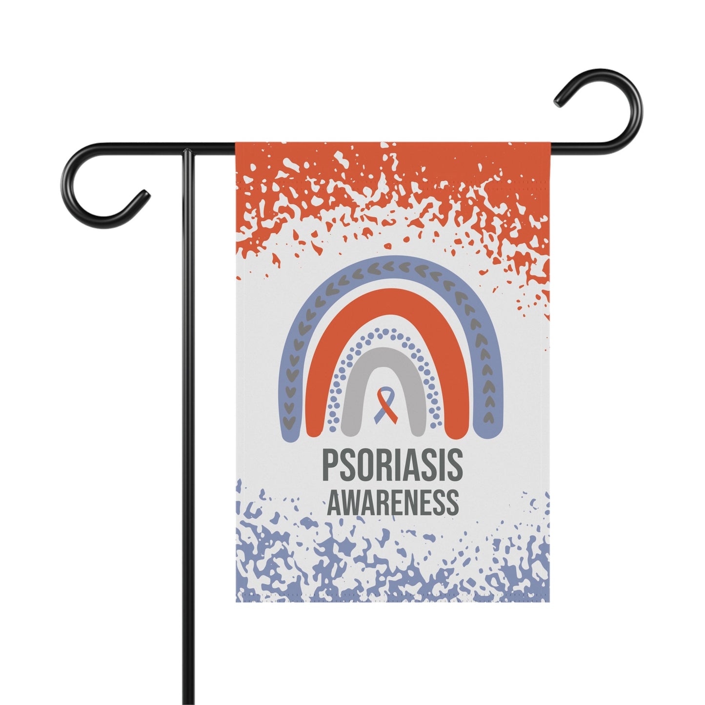 Psoriasis Awareness Garden Flag | Welcome Sign | Supportive Decorative House Banner with Orange & Periwinkle Ribbon