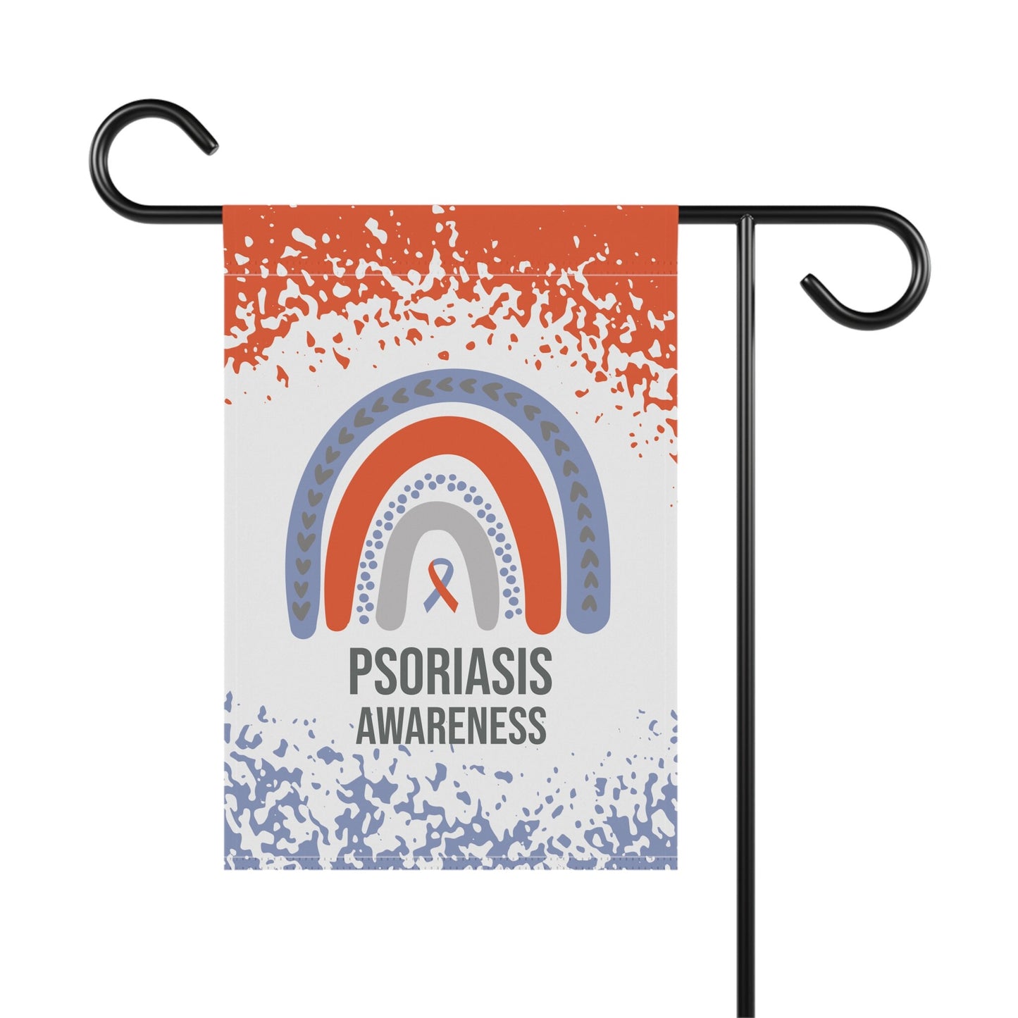 Psoriasis Awareness Garden Flag | Welcome Sign | Supportive Decorative House Banner with Orange & Periwinkle Ribbon