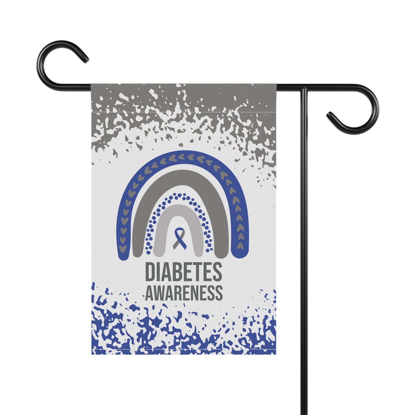 Diabetes Awareness Garden Flag | Blue & Gray Ribbon Welcome Sign | Supportive Decorative House Banner | New Home Gift