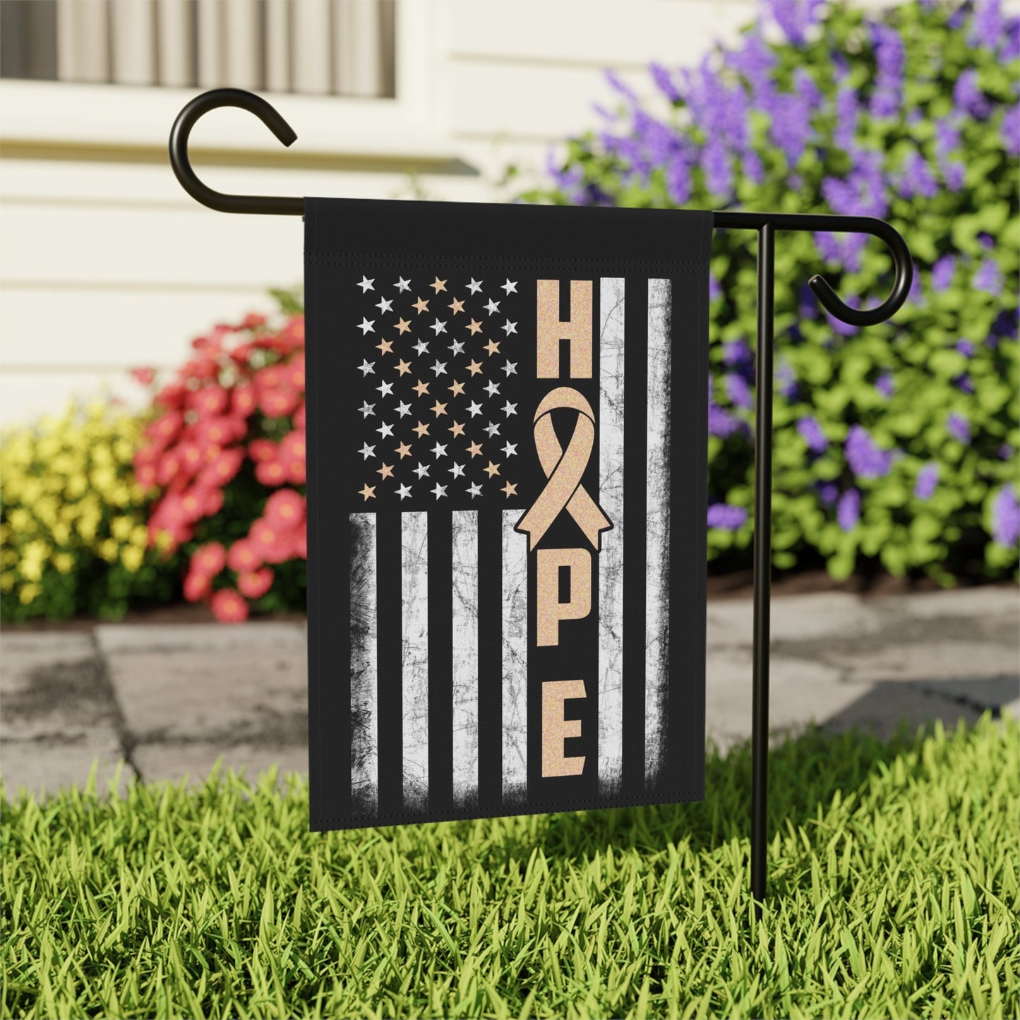 Peach Ribbon Awareness Garden Flag Hope American Flag | Welcome Sign | New Home | Decorative House Banner | Spoonie Support
