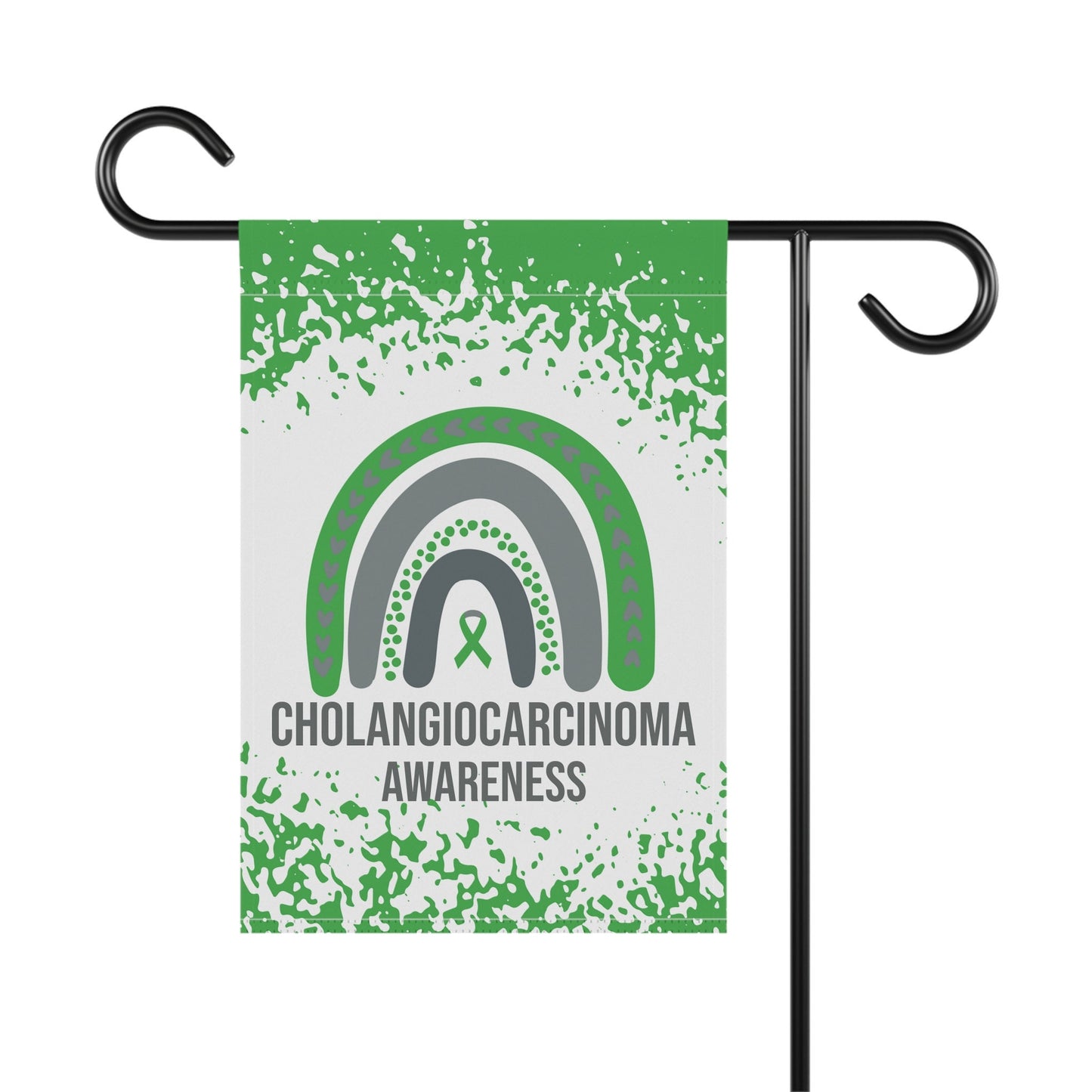 Cholangiocarcinoma Awareness Garden Flag | Welcome Sign for New Home | Decorative House Banner with Green Ribbon & Support