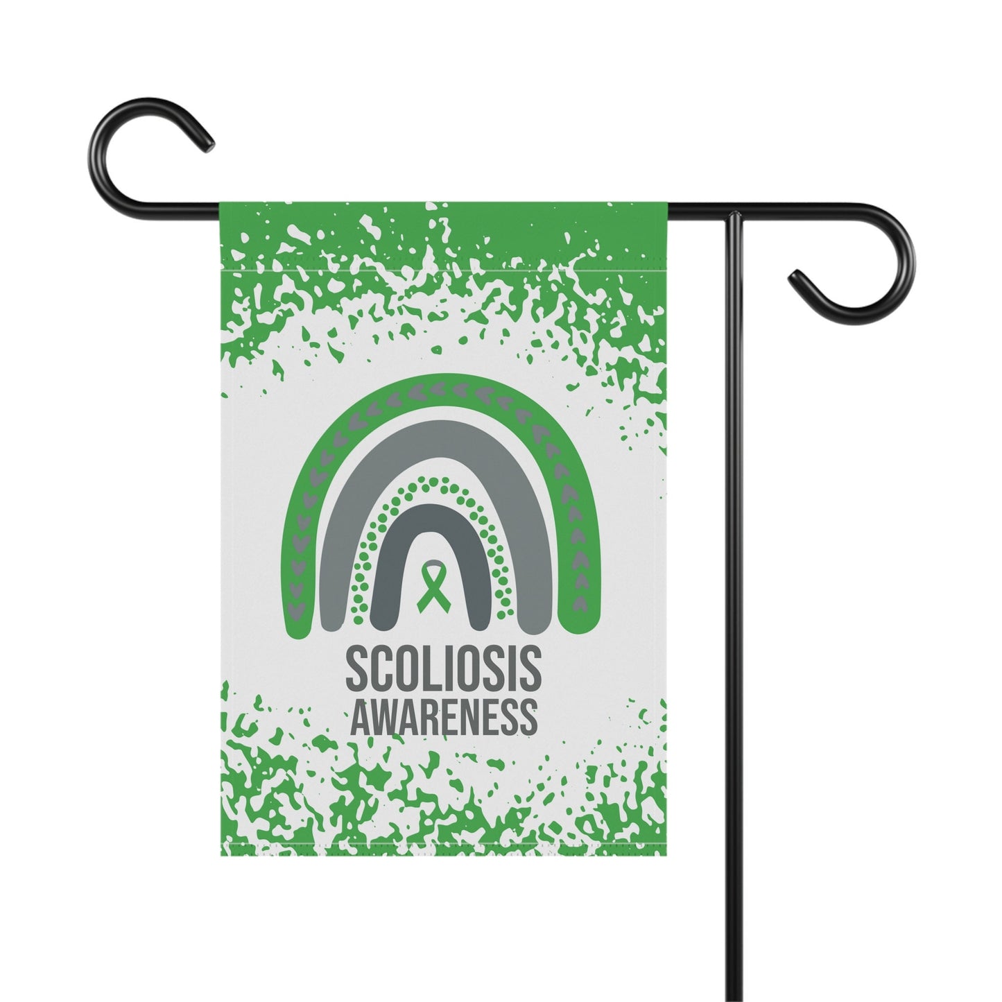 Scoliosis Awareness Garden Flag | Welcome Sign | New Home | Decorative House Banner | Green Awareness Ribbon | Rare Disease Support