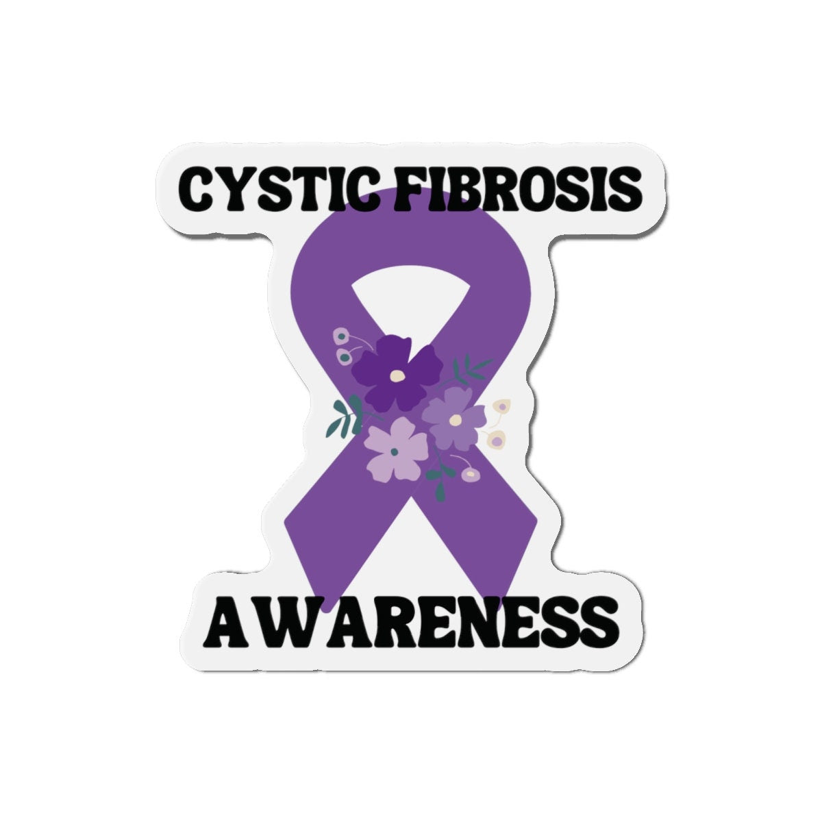 Cystic Fibrosis Awareness Magnet Purple Ribbon - Die-Cut Magnet - Purple Awareness Ribbon - Car Magnet - Rare Disease- Support
