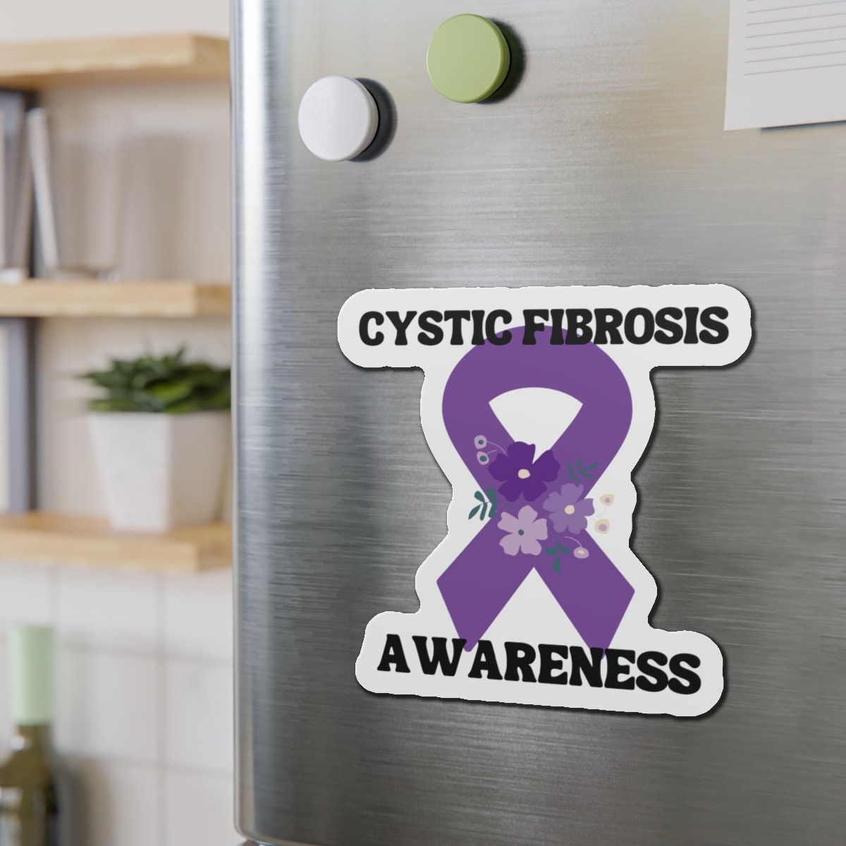 Cystic Fibrosis Awareness Magnet Purple Ribbon - Die-Cut Magnet - Purple Awareness Ribbon - Car Magnet - Rare Disease- Support