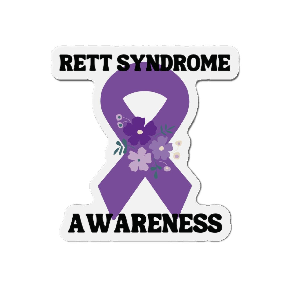 Rett Syndrome Awareness Magnet Purple Ribbon - Die-Cut Magnet - Purple Awareness Ribbon - Car Magnet - Rare Disease- Support