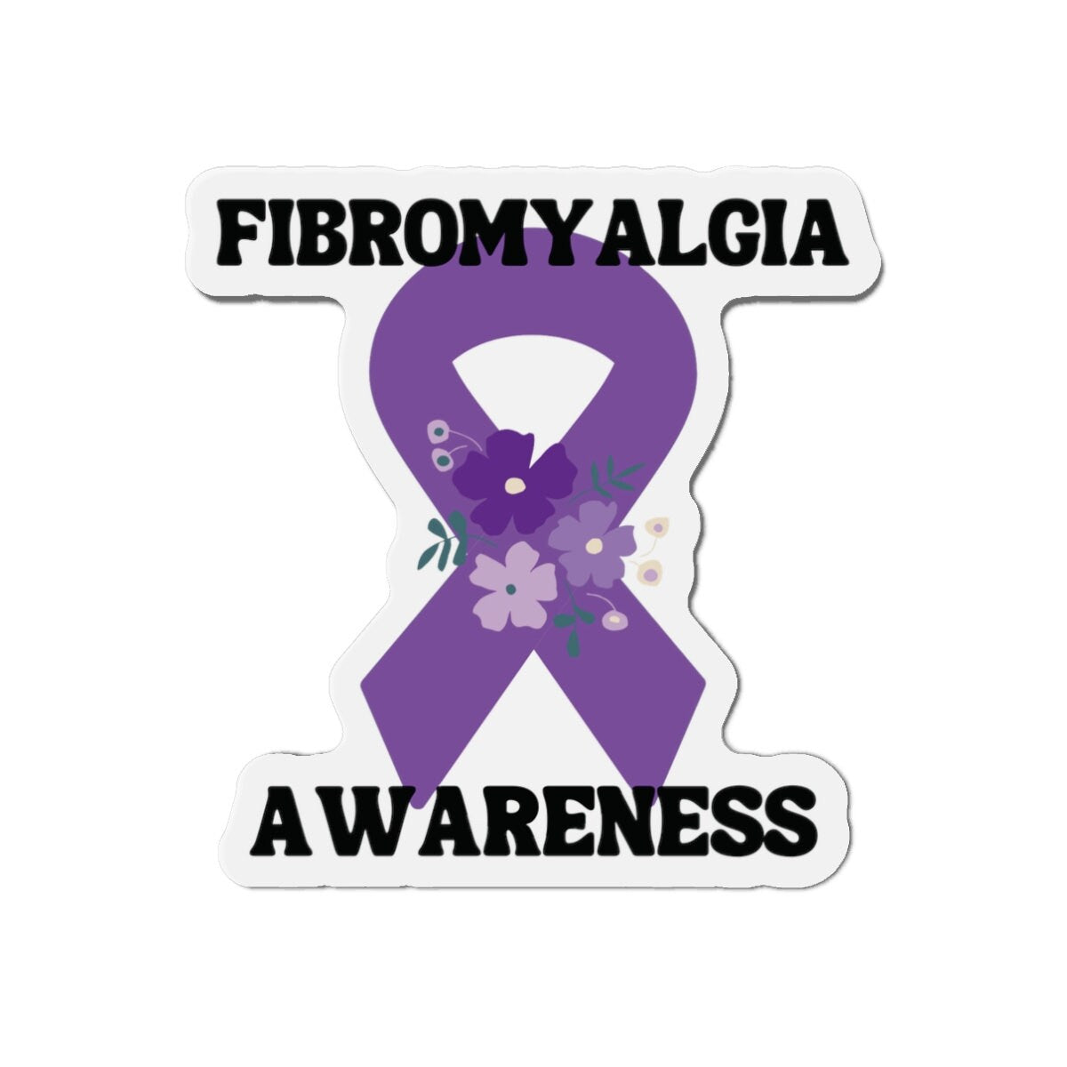 Fibromyalgia Awareness Magnet Purple Ribbon - Die-Cut Magnet - Purple Awareness Ribbon - Car Magnet - Rare Disease- Support