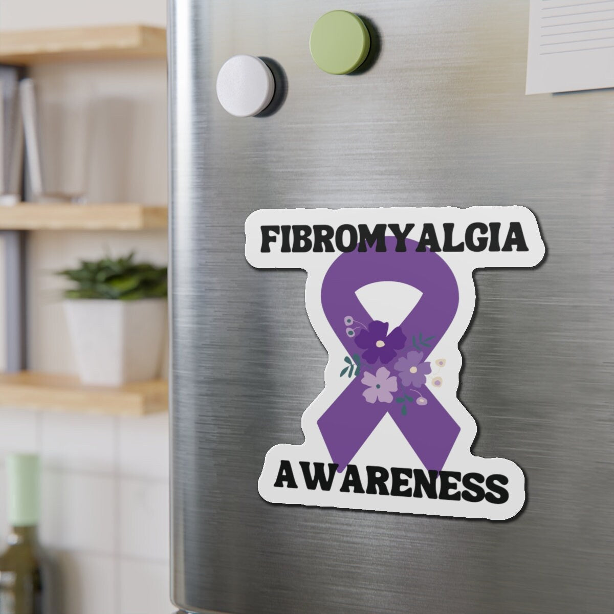 Fibromyalgia Awareness Magnet Purple Ribbon - Die-Cut Magnet - Purple Awareness Ribbon - Car Magnet - Rare Disease- Support