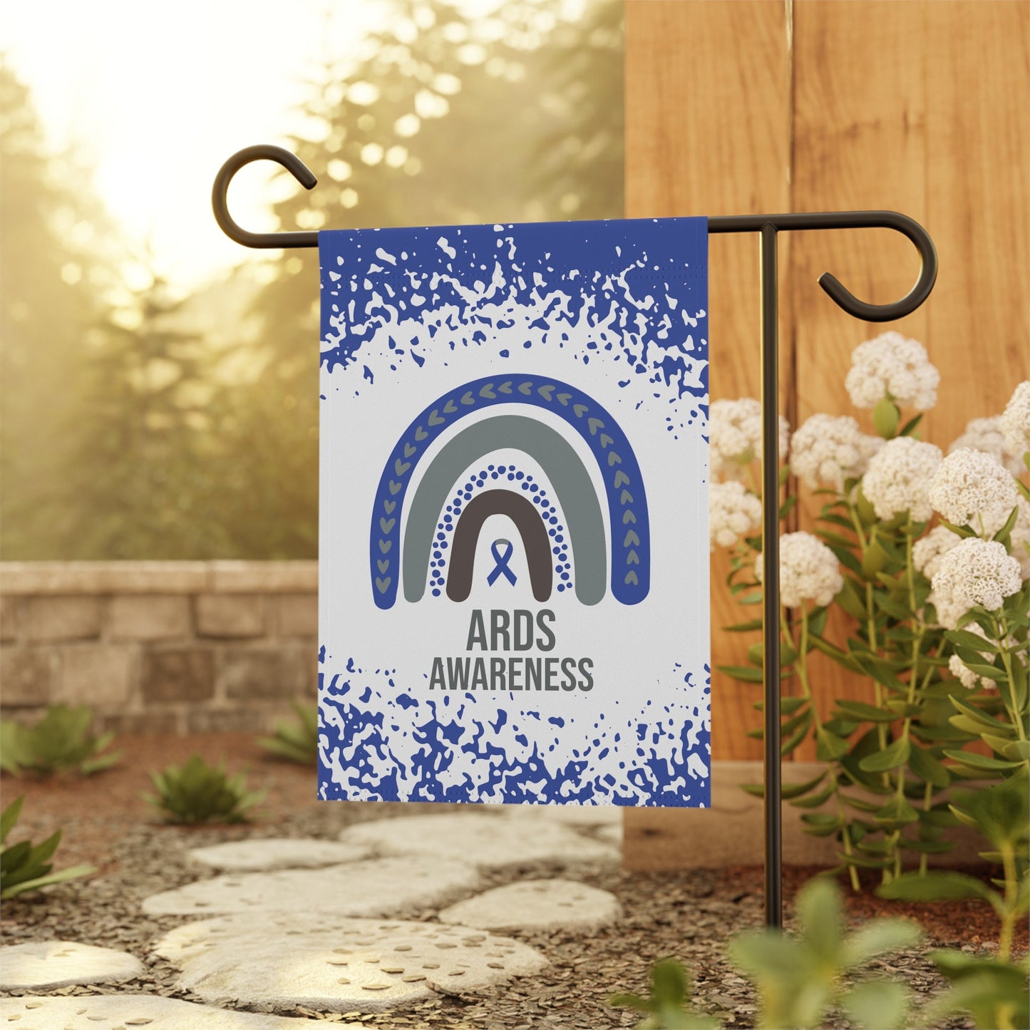 ARDS Awareness Garden Flag | Welcome Sign | New Home | Decorative House Banner | Blue Ribbon | Acute Respiratory Distress Syndrome