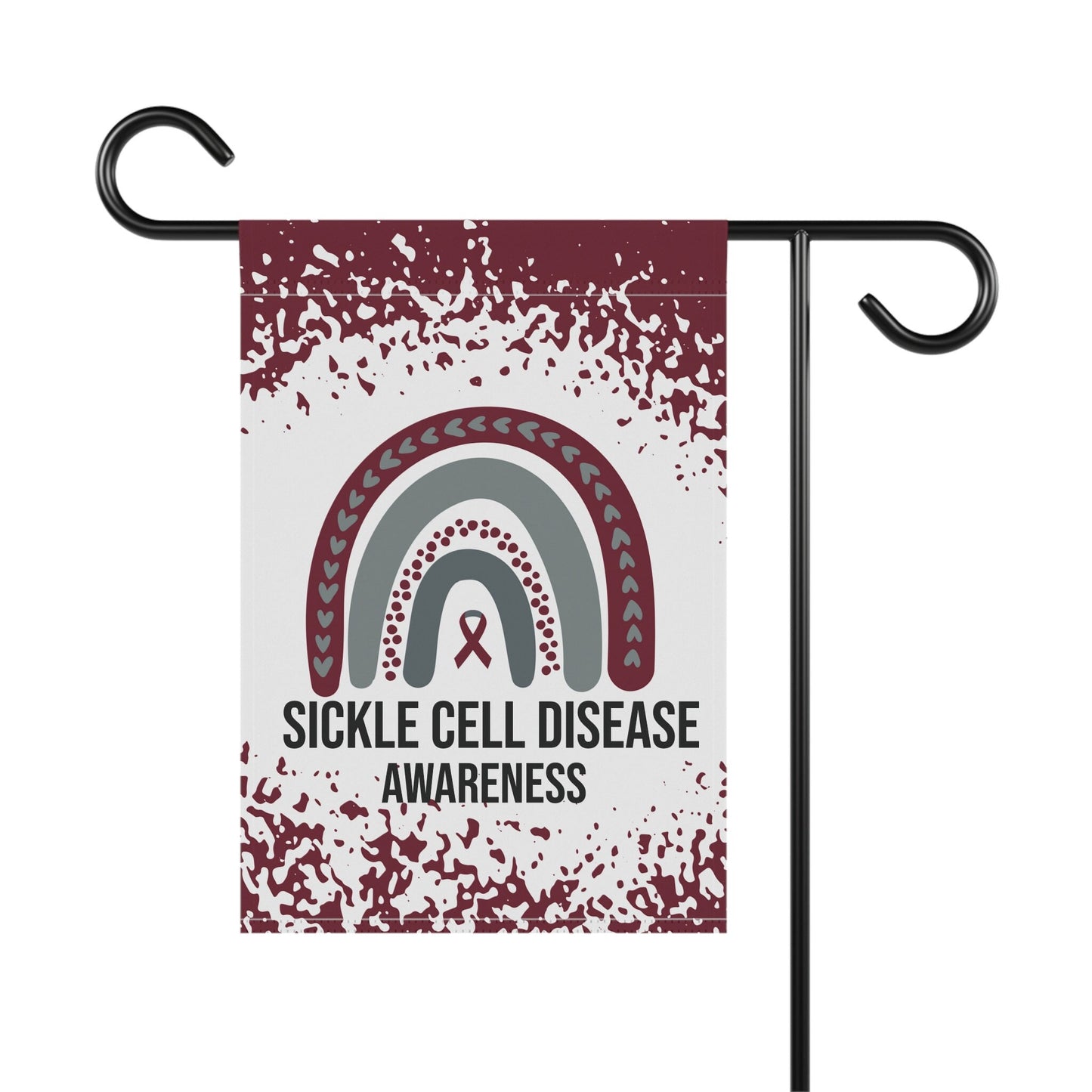 Sickle Cell Disease Awareness Garden Flag | Welcome Sign | New Home | Decorative House Banner | Burgundy Awareness Ribbon | Support
