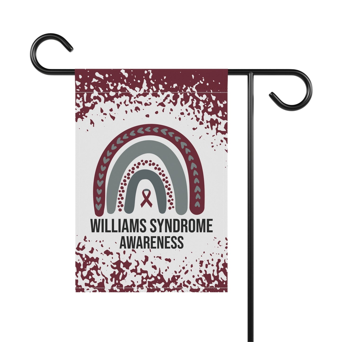 Williams Syndrome Awareness Garden Flag | Welcome Sign | New Home | Decorative House Banner | Burgundy Awareness Ribbon | Support