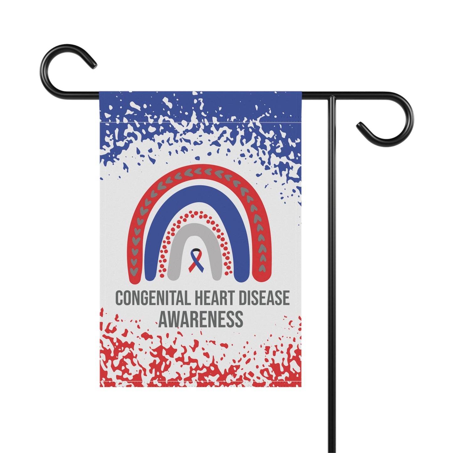 Congenital Heart Disease Awareness Garden Flag | Welcome Sign | New Home | Decorative House Banner | Red and Blue Awareness Ribbon | CHD