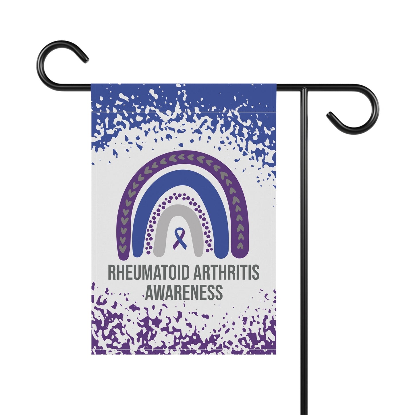 Rheumatoid Arthritis Awareness Garden Flag | Welcome Sign | New Home | Decorative House Banner | Blue and Purple Awareness Ribbon | RA