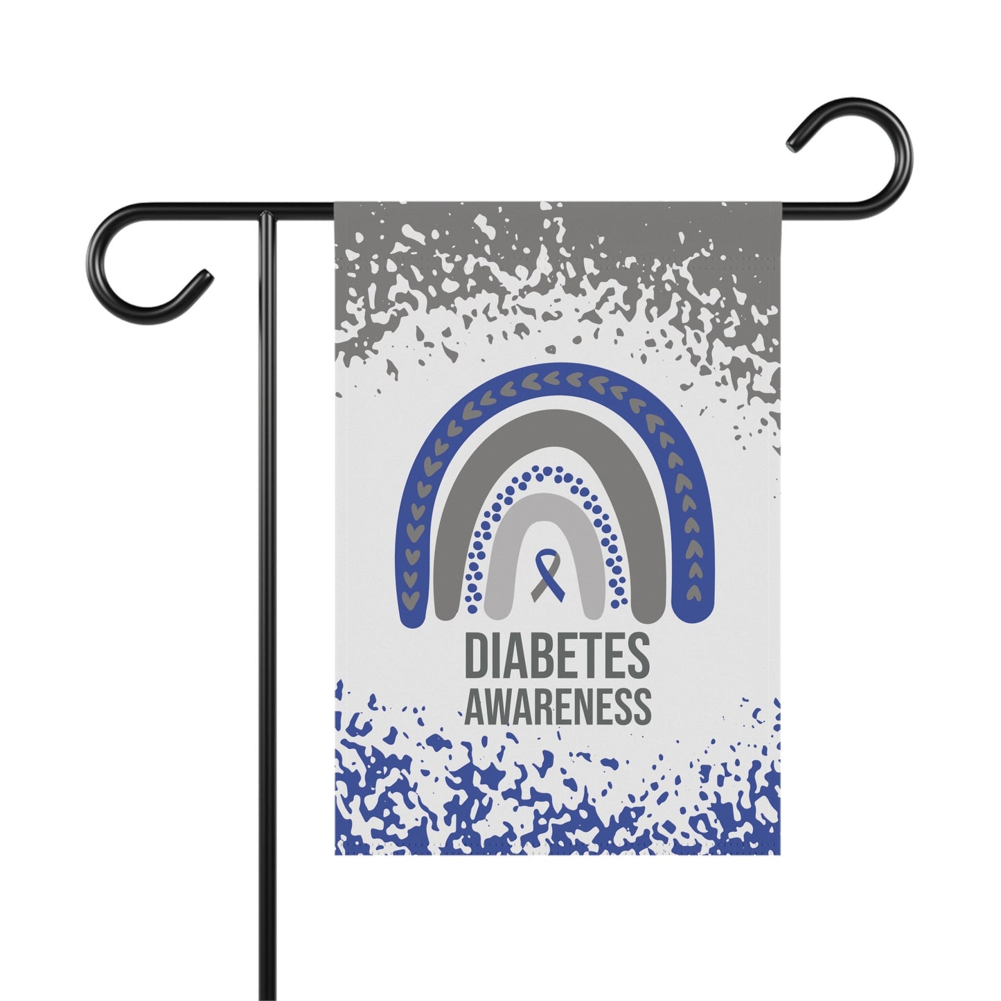 Diabetes Awareness Garden Flag | Blue & Gray Ribbon Welcome Sign | Supportive Decorative House Banner | New Home Gift
