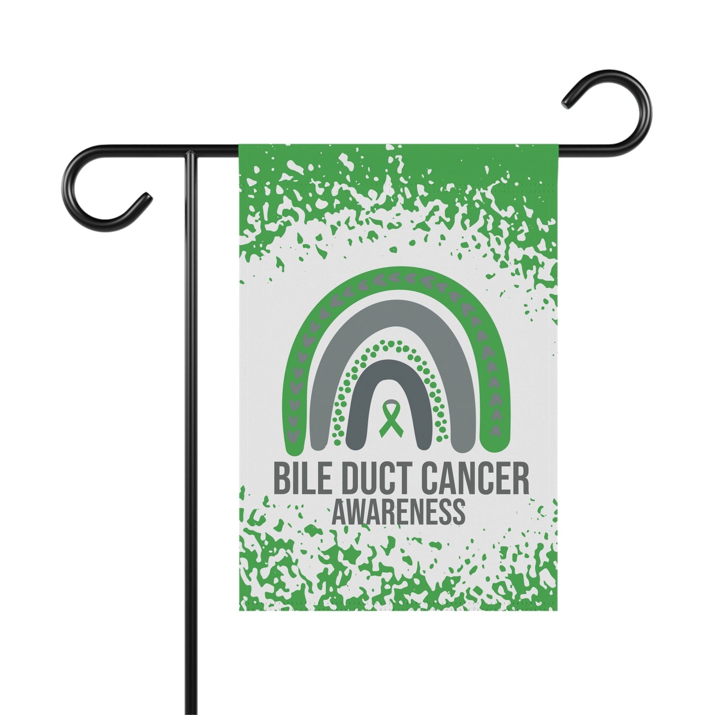 Bile Duct Cancer Awareness Garden Flag | Welcome Sign | New Home | Decorative House Banner | Green Awareness Ribbon | Support